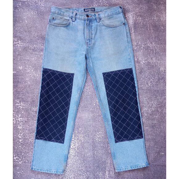 Vintage 90s Reworked Double Knee Utilitarian Workwear Baggy Denim Jeans UNISEX - Picture 8 of 16